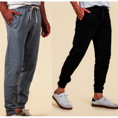 Pantalon jOGGING en coton bio 100 %, DE BELLE ÉPAISSEUR en NOIR ou en GRIS CLAIR